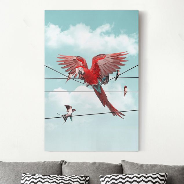 Wanddeko Wohnzimmer Himmel mit Vögeln