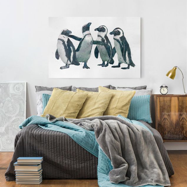 Wanddeko Schlafzimmer Illustration Pinguine Schwarz Weiß Aquarell