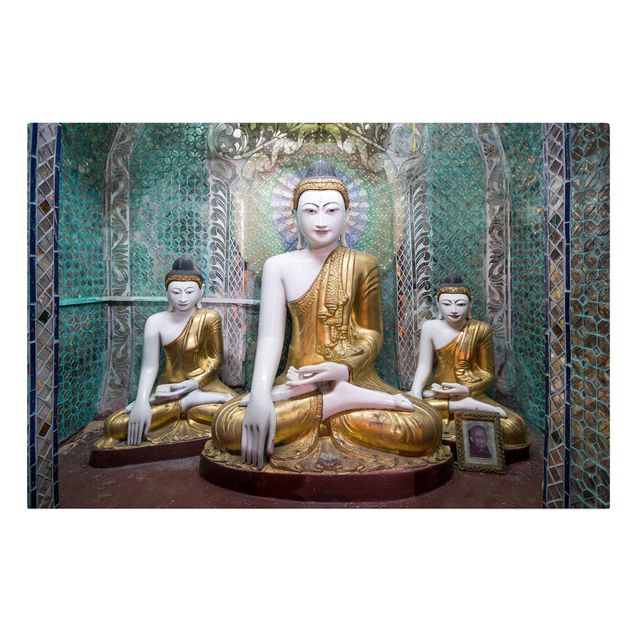 Wanddeko gold Buddha Statuen