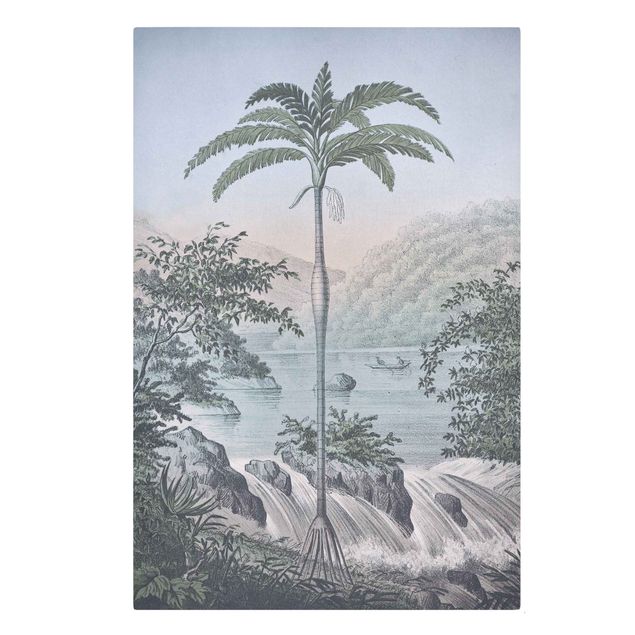 Wanddeko Esszimmer Vintage Illustration - Landschaft mit Palme