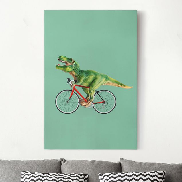 Kinderzimmer Deko Dinosaurier mit Fahrrad