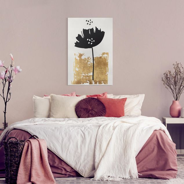 Wanddeko Wohnzimmer Goldene Mohn Blume