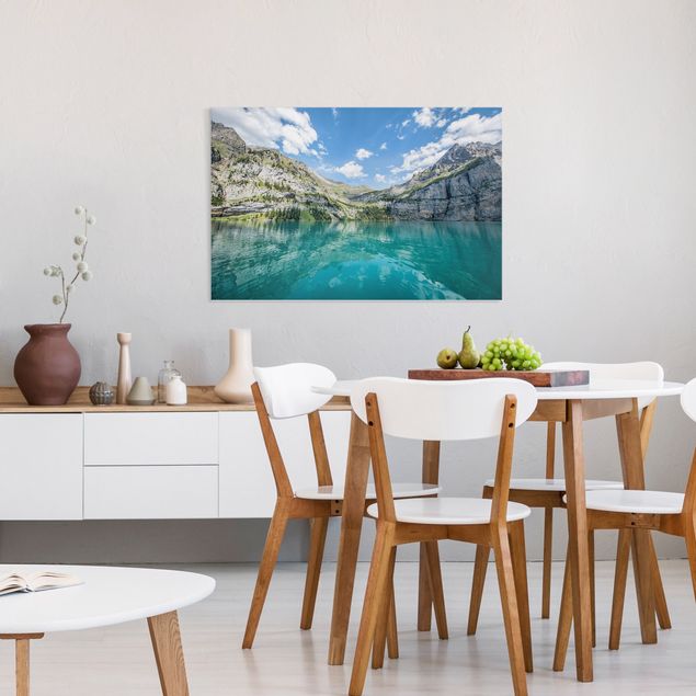 Wanddeko Wohnzimmer Traumhafter Bergsee