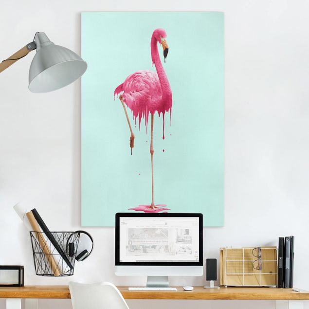 Wanddeko Wohnzimmer Schmelzender Flamingo