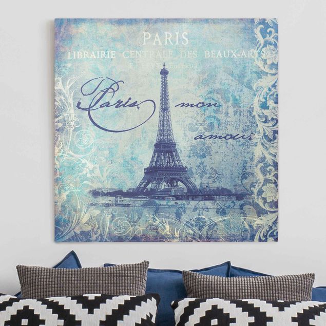 Wanddeko Wohnzimmer Vintage Collage - Paris Mon Amour