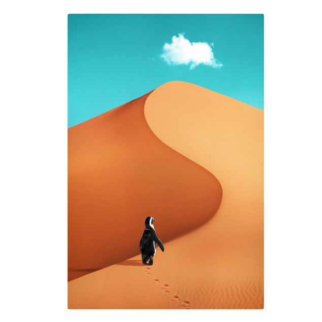 Wanddeko Büro Wüste mit Pinguin