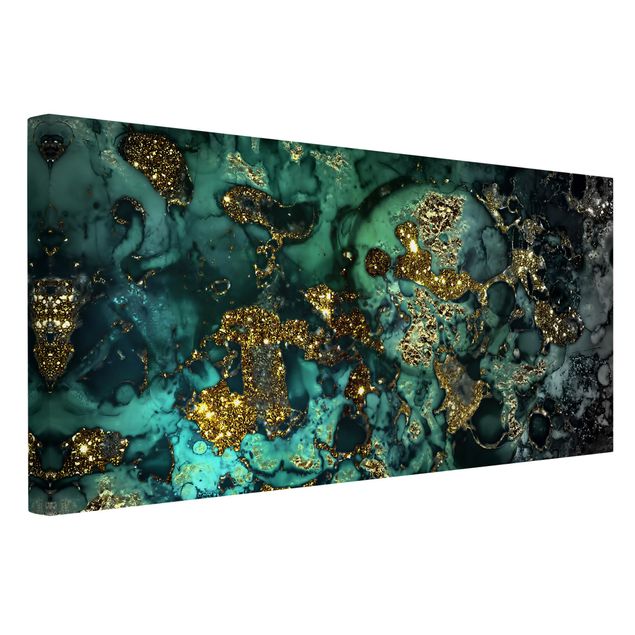 Wanddeko Esszimmer Goldene Meeres-Inseln Abstrakt