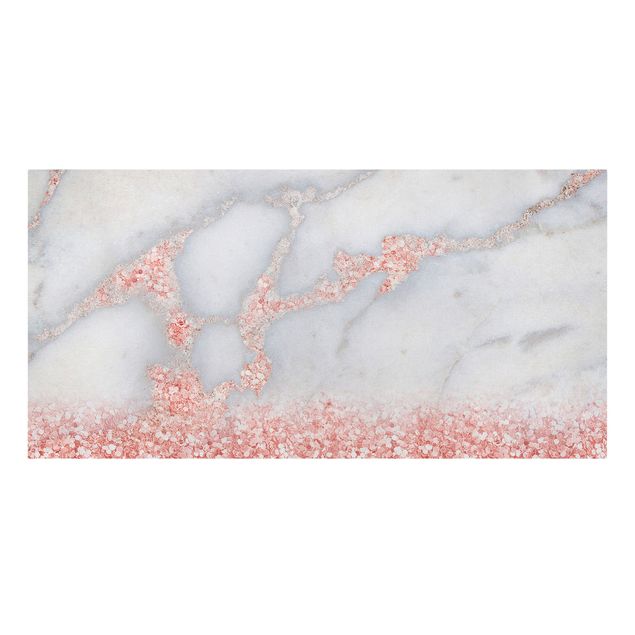 Wanddeko Esszimmer Marmoroptik mit Rosa Konfetti