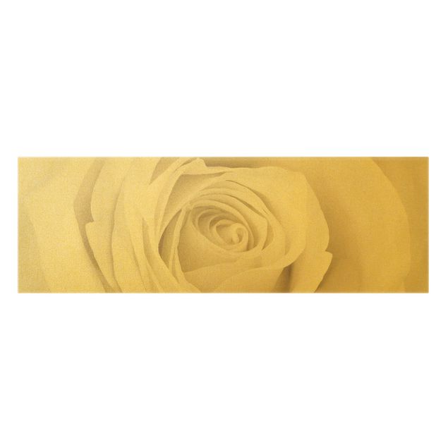 Wanddeko gold Pretty White Rose