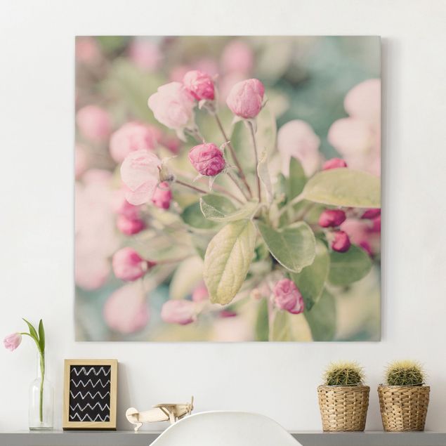 Wanddeko Wohnzimmer Apfelblüte Bokeh rosa