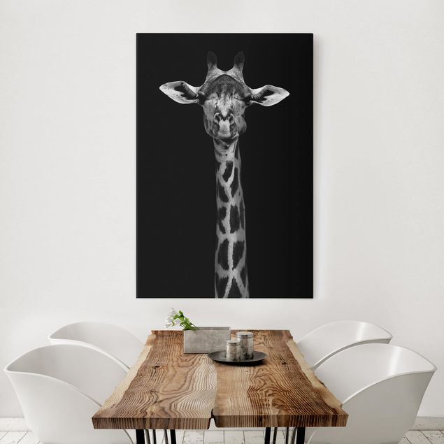 Giraffen Bilder auf Leinwand Dunkles Giraffen Portrait
