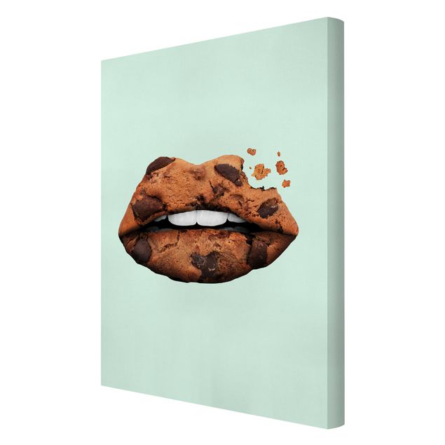 Kunstdrucke auf Leinwand Lippen mit Keks