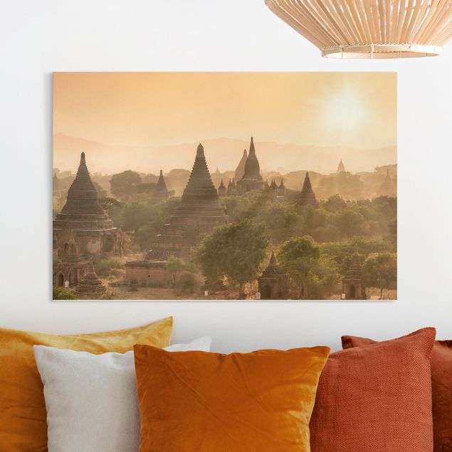 Wandbilder Asien Sonnenuntergang über Bagan