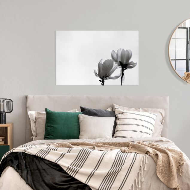 Wanddeko Schlafzimmer Frühlingsbote Magnolie Schwarz Weiß