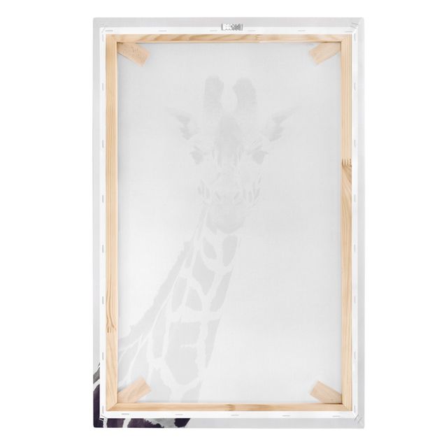 Wanddeko Büro Giraffen Portrait in Schwarz-weiß