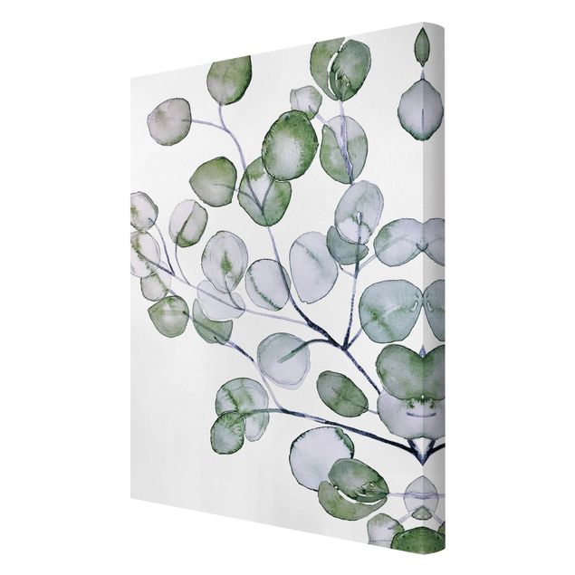 Wanddeko Büro Grünes Aquarell Eukalyptuszweig
