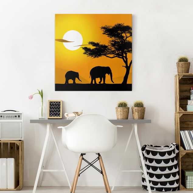 Wandbilder Elefanten African Elefant Walk