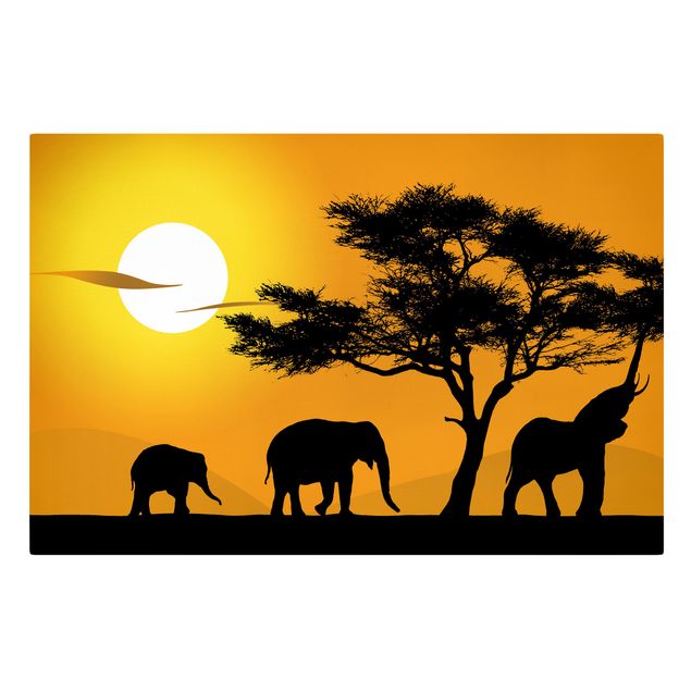 Wanddeko Wohnzimmer African Elefant Walk