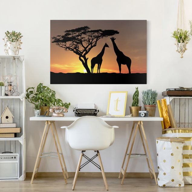 Giraffe Leinwandbild African Sunset