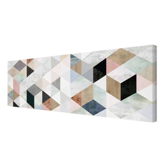 Wanddeko pastell Aquarell-Mosaik mit Dreiecken I