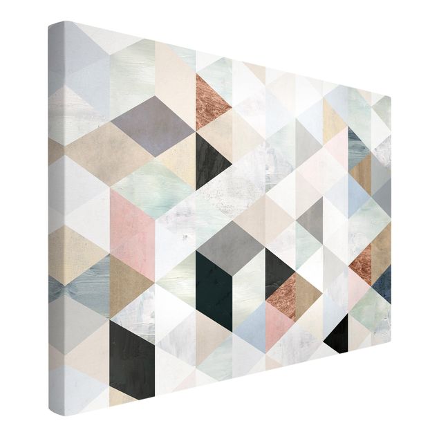 Wanddeko Esszimmer Aquarell-Mosaik mit Dreiecken I