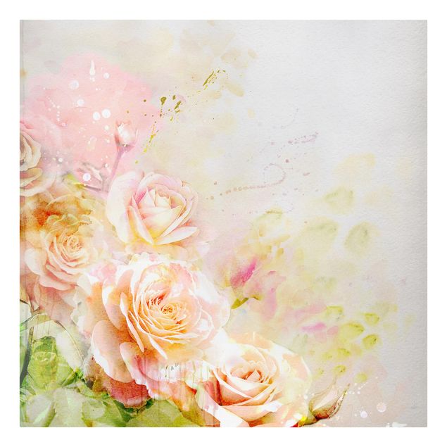 Wanddeko Blume Aquarell Rosen Komposition