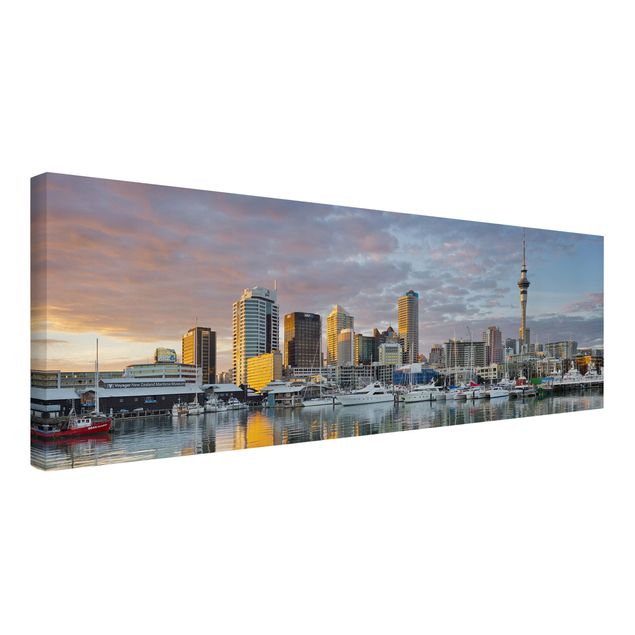 Wanddeko Esszimmer Auckland Skyline Sonnenuntergang