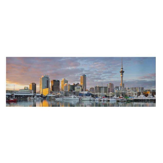 Wanddeko Büro Auckland Skyline Sonnenuntergang