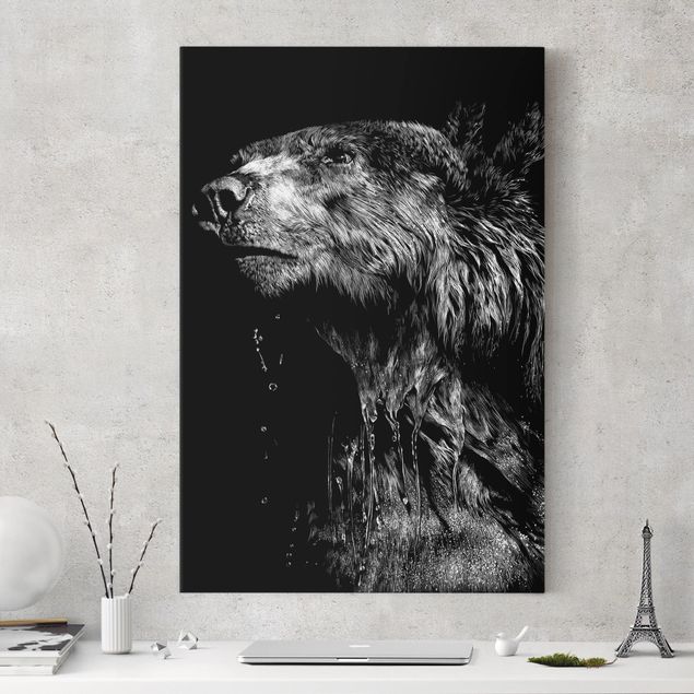 Wandbilder Bären Bär vor Schwarz