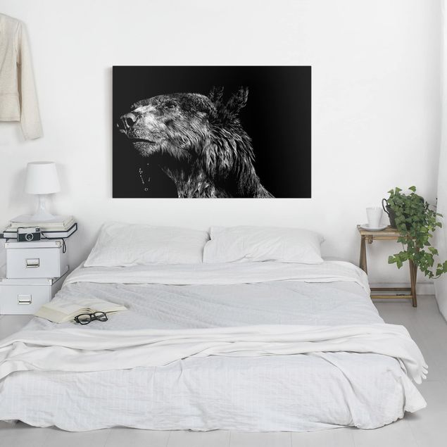 Wanddeko Schlafzimmer Bär vor Schwarz