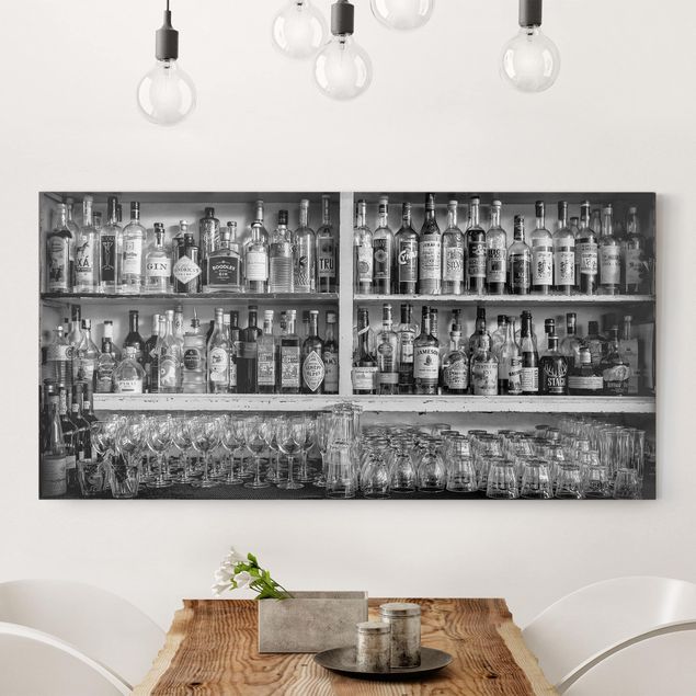 Wanddeko Küche Bar Schwarz Weiß