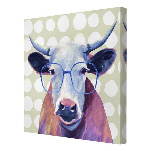 Wanddeko violett Bebrillte Tiere - Kuh