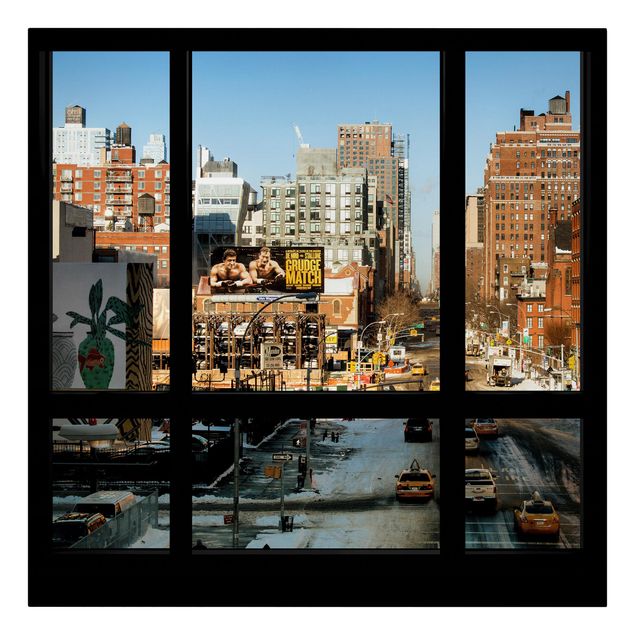Wanddeko Flur Blick aus Fenster auf Straße in New York