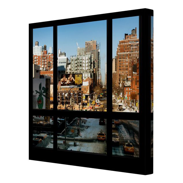 Wanddeko Esszimmer Blick aus Fenster auf Straße in New York