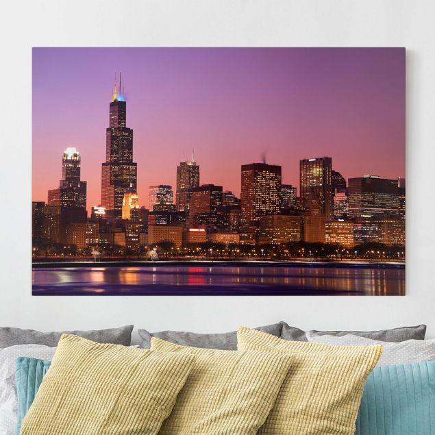 Wanddeko braun Chicago Skyline