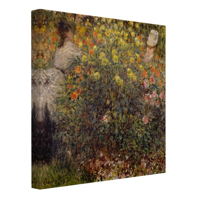 Leinwandbild Hund Claude Monet - Blumengarten