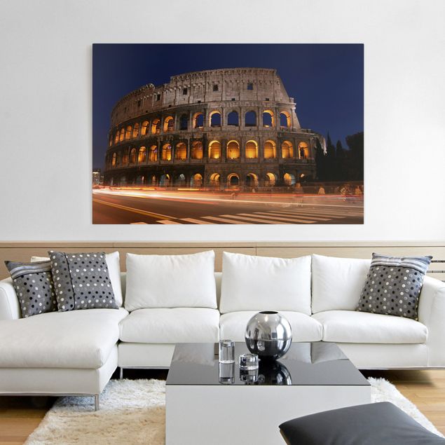 Wanddeko beige Colosseum in Rom bei Nacht
