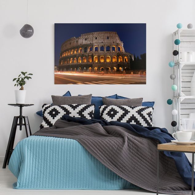 Wanddeko Wohnzimmer Colosseum in Rom bei Nacht