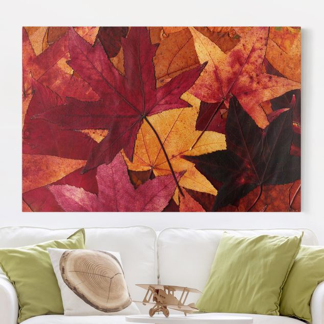 Wanddeko Wohnzimmer Coloured Leaves