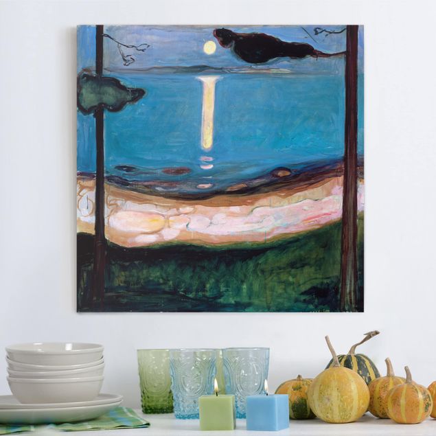 Wanddeko blau Edvard Munch - Mondnacht