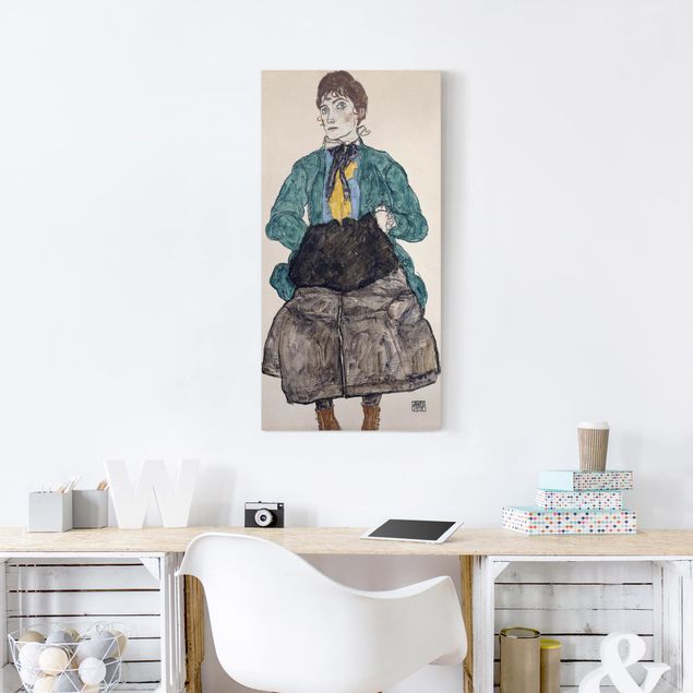 Wanddeko Wohnzimmer Egon Schiele - Frau in grüner Bluse