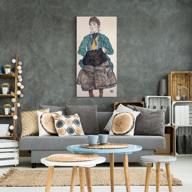 Wanddeko Schlafzimmer Egon Schiele - Frau in grüner Bluse
