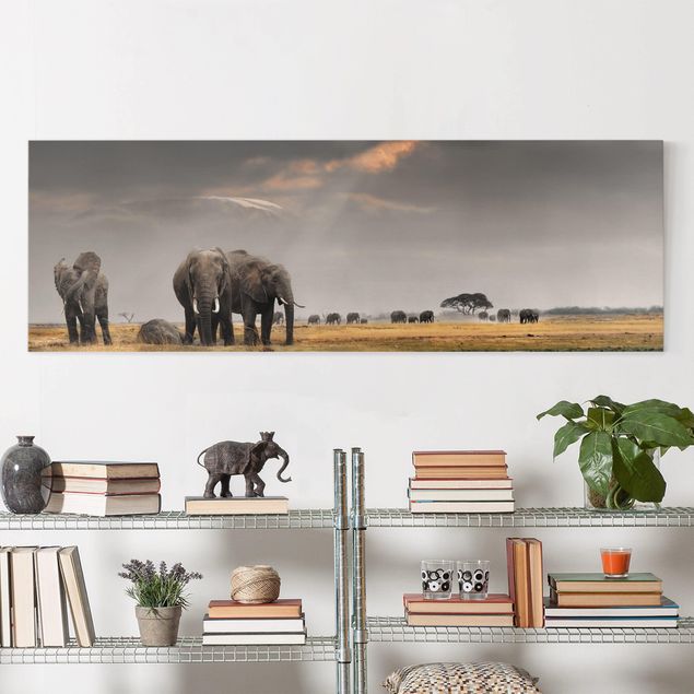 Leinwandbild Elefant Elefanten der Savanne