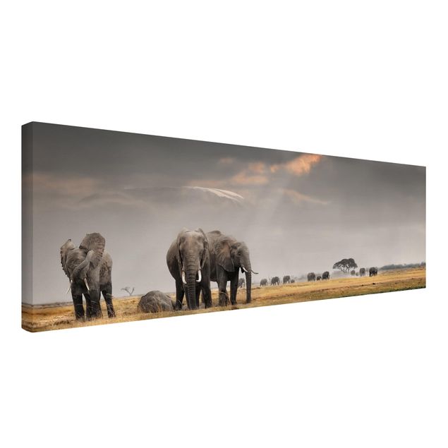Wanddeko Wohnzimmer Elefanten der Savanne