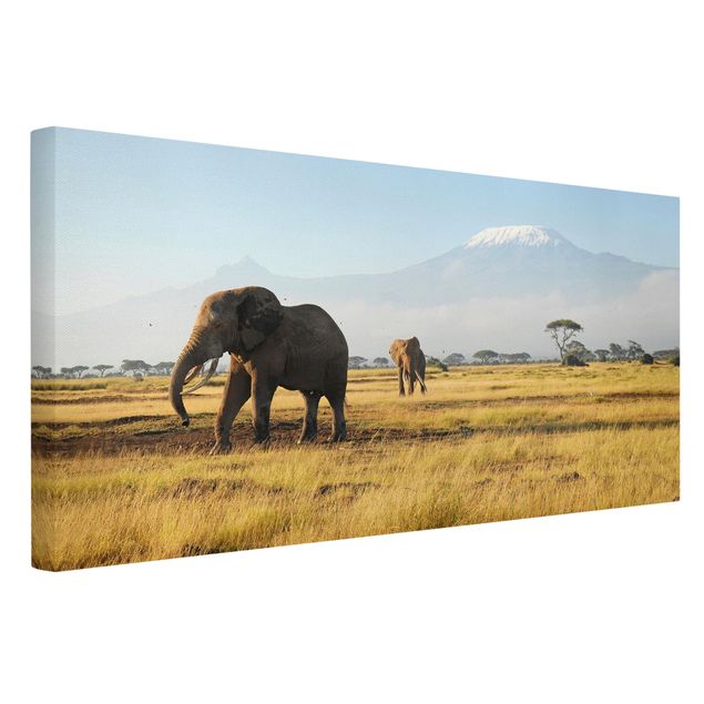 Wanddeko Wohnzimmer Elefanten vor dem Kilimanjaro in Kenya