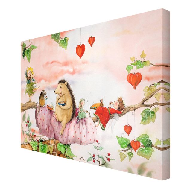 Wanddeko Malerei Erdbeerinchen Erdbeerfee - Auf dem Ast