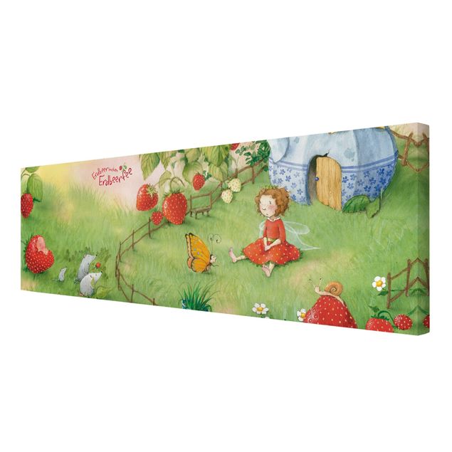 Wanddeko Illustration Erdbeerinchen Erdbeerfee - Im Garten