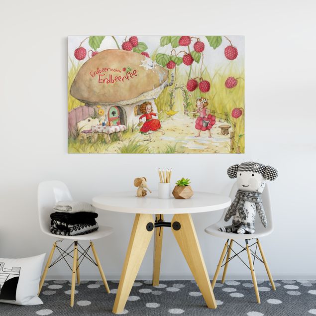 Wanddeko Babyzimmer Erdbeerinchen Erdbeerfee - Unter dem Himbeerstrauch