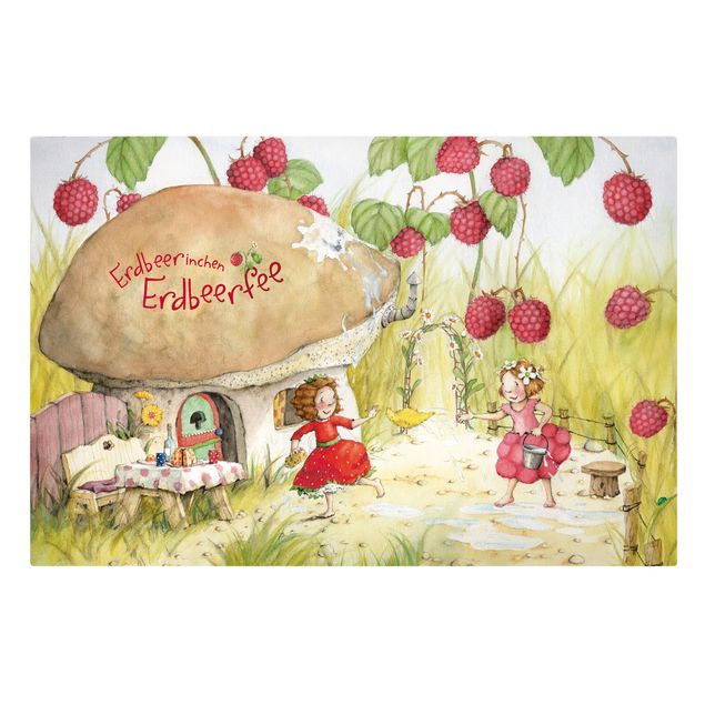 Wanddeko rot Erdbeerinchen Erdbeerfee - Unter dem Himbeerstrauch