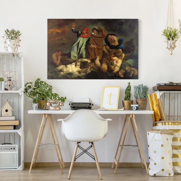 Leinwandbild Katze Eugène Delacroix - Dante und Virgil in der Hölle
